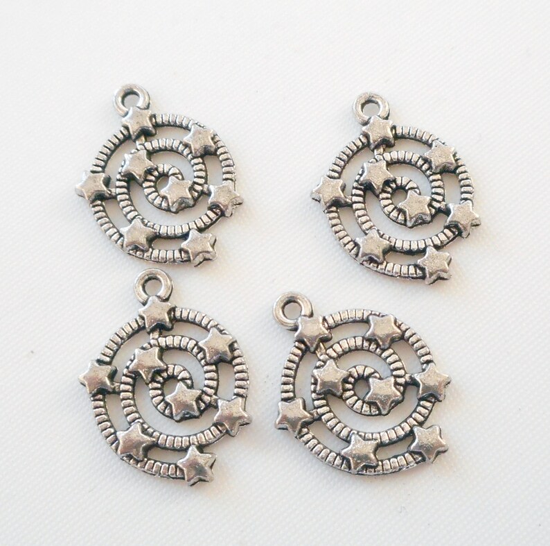 8pcs-silver tone Spiral with stars charm-bronze tone available image 1