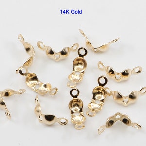 40pcs Gold Bead tip 14K Gold plated brass 8x3.5mm bottom clamp-on with 1mm hole-more colors