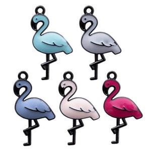 4pcs-1.25&quot; enamel flamingo charm-pick the colors