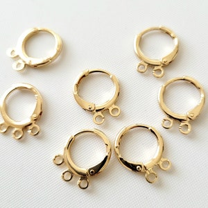 4pcs, 2 pairs- multi-loops 14K gold plated brass round Lever back Earrings loops, Leverback Earring wires, round ear wires