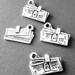 6pcs-2 sided-silver dollar charm- silver Money charm