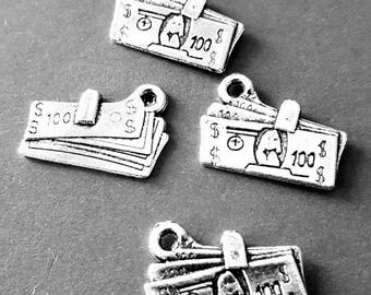 6pcs-2 sided-silver dollar charm- silver Money charm