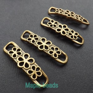 4 pezzi - Connettore curvo color bronzo a 2 loop, connettore per braccialetto