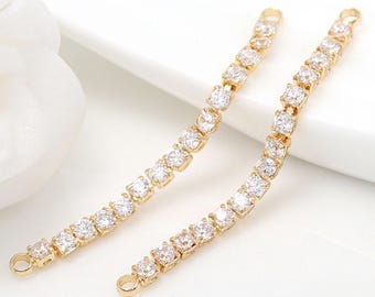 4 stuks 2 paar-2 lussen 14K vergulde messing basis Strass-connector, strass-oorbelconnector