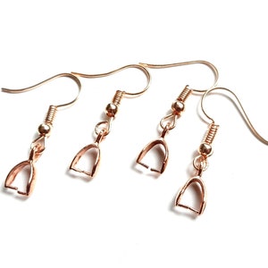 20pcs, 10pairs-rose gold Ear wire, Earring Hooks with Pinch Bail-silver, bronze tone available