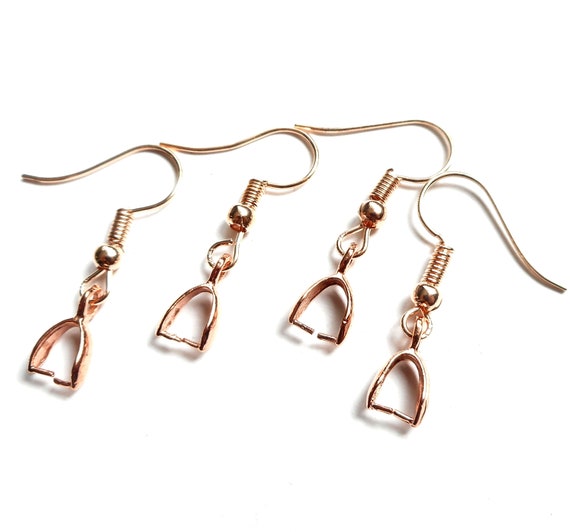 20pcs, 10pairs-rose gold Ear wire, Earring Hooks with Pinch Bail-silver, bronze tone available