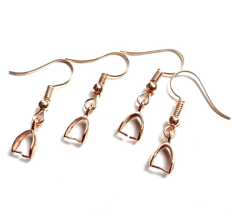 20pcs, 10pairs-bronze tone Ear wire with Pinch Bail, Earring Hooks for Dangle Earrings -silver, rose gold available image 5