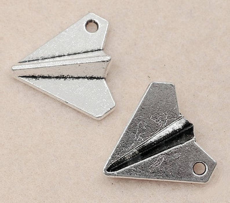 6pcs-silver tone Paper airplane charm,Origami charm,toy charm-bronze tone available