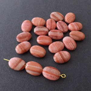 10pcs-14mmX10mm natural banded pink Jasper gemstone cuentas ovaladas