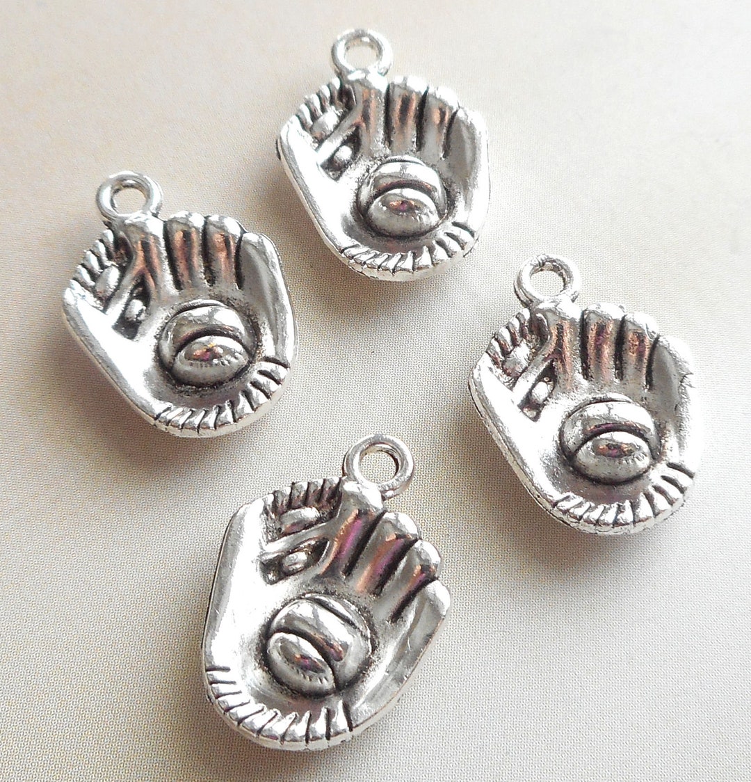 10pcssilver Tone Baseball Mitt Charm Baseball Mitt Silver Etsy New Zealand
