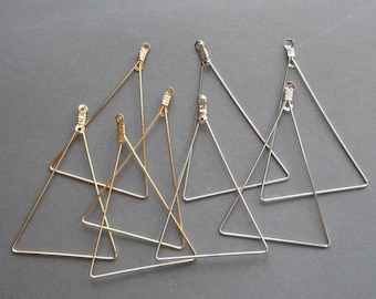 Bohemian triangle earring Frames for DIY Statement Earrings-silver or gold tone, 4pcs-2 loop 50mmX35mm