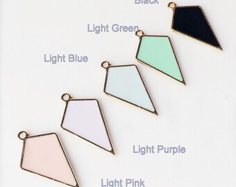 4pcs-1 loop gold tone enamel diamond Charm, DIY earring charm, minimalist earrings-pick the colors