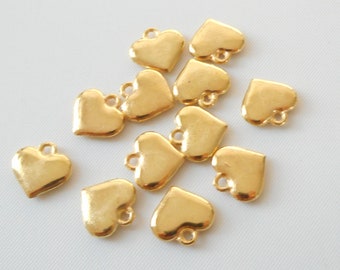 8pcs-12mmX11mm gold Heart charm-more colors
