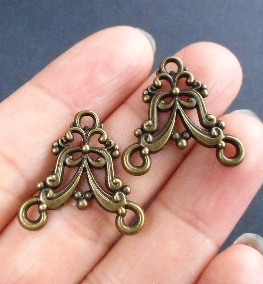 6pcs, 3 Pairs 3 Loop Bronze Tone Earring Connector, Bohemian Earrings