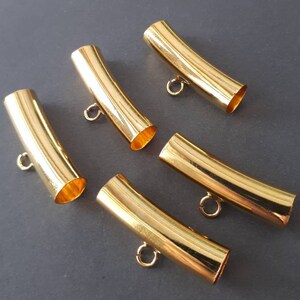 6pcs-5mm big hole gold tone  pendant connector, tube spacer