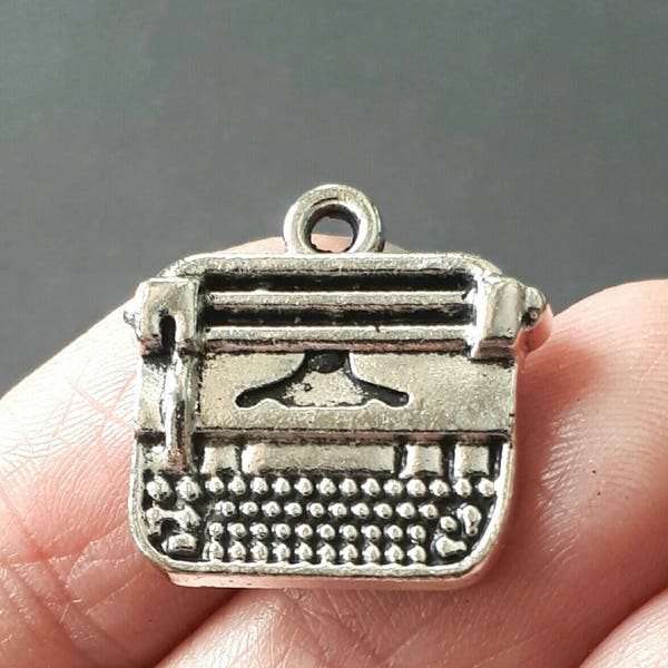 4pcs-Typewriter charm, silver tone typer charm