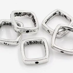 8pcs-silver tone square beads frame for Making Jewelry, Square Spacer, DIY earrings Supplies