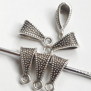 10pcs--big hole silver tone bails, pendant connector, pendant holder, necklace finding-bronze tone available
