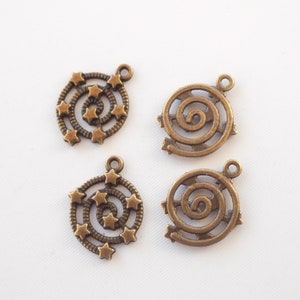 8pcs-silver tone Spiral with stars charm-bronze tone available image 7