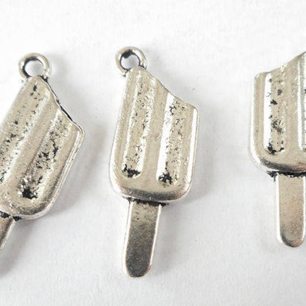 6pcs-silver tone ice bar charm, Popsicle charm, Ice lolly charm, ice sucker charm, Party charm, summer charm