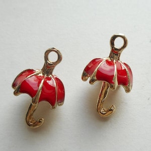 2pcs-Good for earrings-3D red Umbrella earring charm -enamel earring charm-more colors
