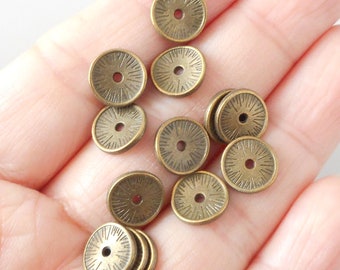 20pcs-9mm waved bronze tone coin beads