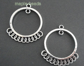 4pcs-silver tone earring loop, multi loop connector, earring connector, Bohemian earring findings