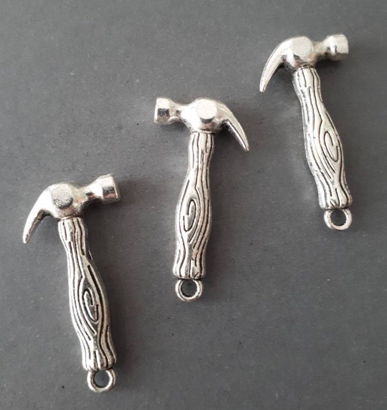 5pcs3d Hammer Charmantique Silver Tone Tool Charm Etsy