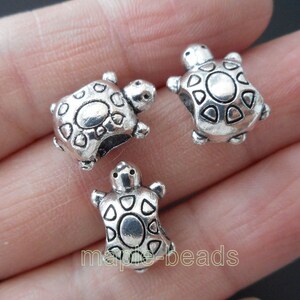 4pcs-3D big hole Turtle bead, bracelet beads, silver tone European beads, DIY European bracelet