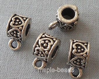 10pcs--antique Silver bails, pendant connector, charm holder, necklace finding