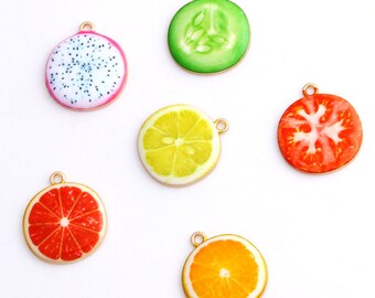 4pcs-1" gold tone enamel Fruit Charm, minimalist earrings charm-pick the style