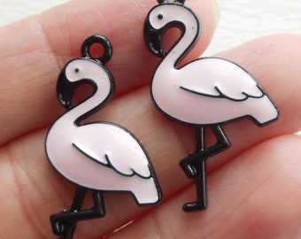 4pcs-1.25" enamel Pink flamingo charm-more colors