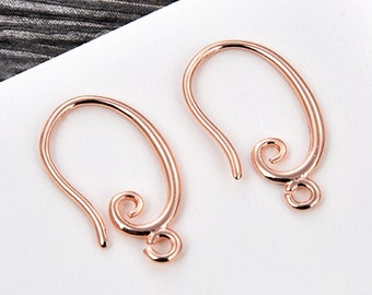 Rose Gold Ear Wires with Loop, Earring Findings(3 Pairs)-Silver tone Available