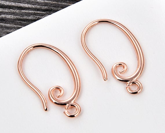 Rose Gold Ear Wires with Loop, Earring Findings(3 Pairs)-Silver tone Available