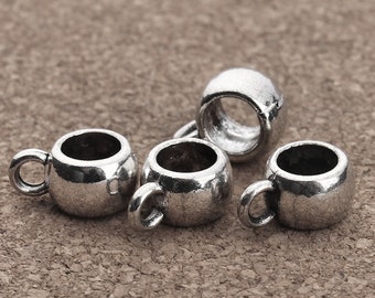 10pcs-silver tone Small charm bail, 4mm big hole bail,  small European beads bail, DIY bracelet bail