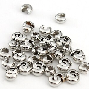 40pcs-2mm hole Crimp Beads, Silver Tone spacer Beads image 8