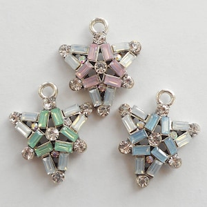 2pcs-23mmX19mm Silberton Rheinstein-Dreiecksster-Charme, Strass-Ohrring Charme-wählen Sie Ihre Farbe
