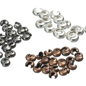 40pcs-2mm hole Crimp Beads, Silver Tone spacer Beads image 4