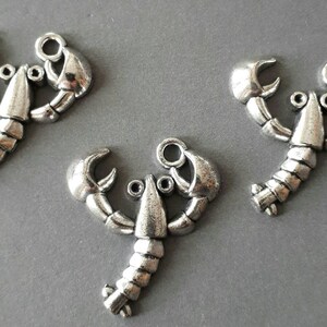 6pcs-silver tone Lobster Charm, Ocean charm, Zoo charm, seafood charm