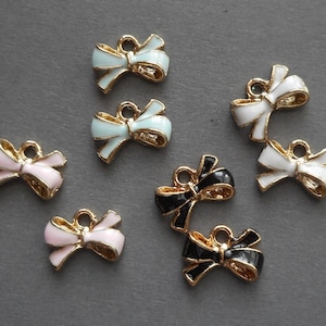8pcs-1 loop gold tone enamel bow Charm-pick the color