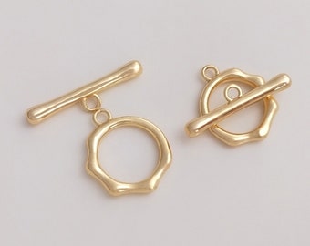 3 Sets 6pcs-14K gold plated brass round circle toggle