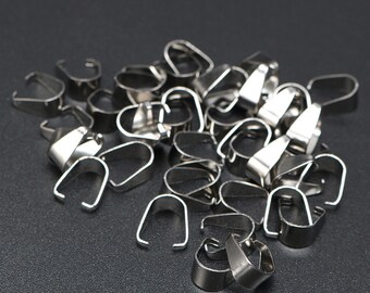 10 pièces : petites bélières en acier inoxydable, connecteur de pendentif, porte-breloques, accessoires de collier