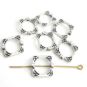 10pcs-Frame for 10mm beads, silver tone square beads Frame, square frame spacer