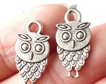 8pcs-silver tone Owl charm,animal charm,night charm