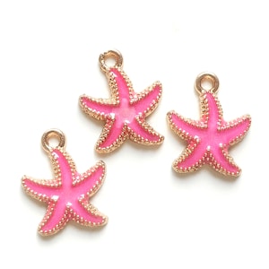 6pcs-18mmX15mm gold tone enamel Rose pink sea star Charm-more colors