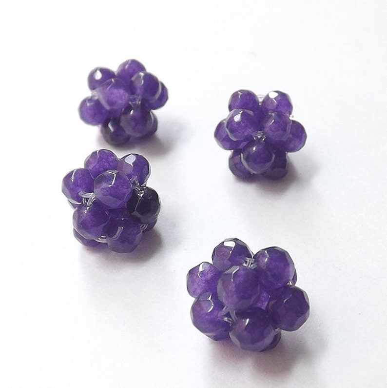 4pcs Hand woven Deep Violet Agate gemstone beads12mm image 1