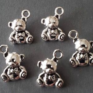 8pcs-3D teddy bear charm, silver tone Teddy bear charm, toy charm, child charm, kids charm