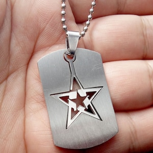 1pc -2 in 1 Polished stainless steel Lone Star pendants-DIY Men tag necklace