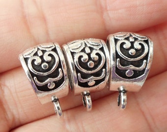 6pcs-big hole silver bails, pendant connector, pendant holder, silver jewelry findings