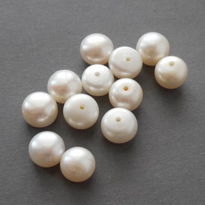 4pcs, 2 pairs-white  creamy 7-8mm half drilled button pearls- fresh water Pearl, pearl earrings-more colors